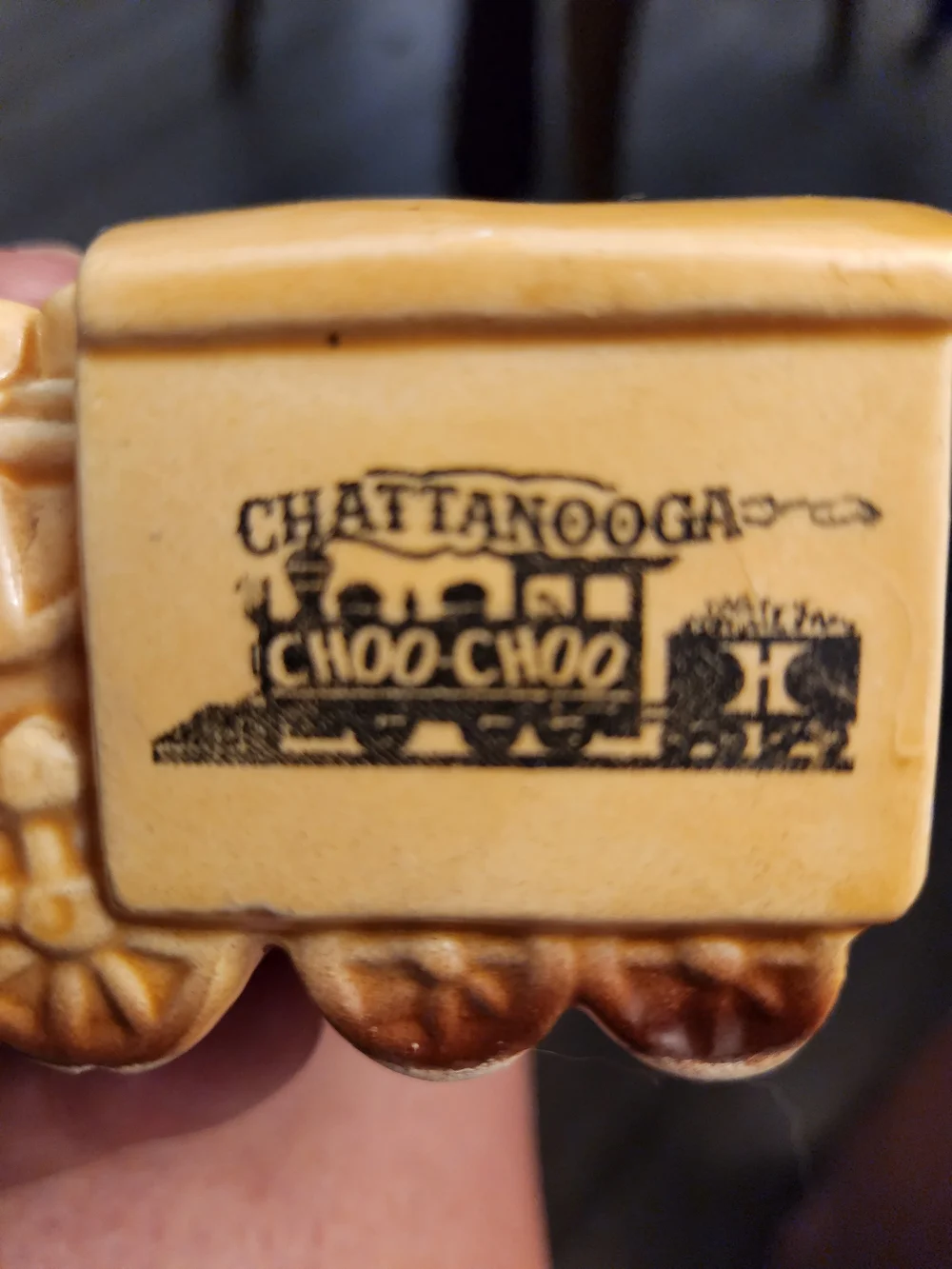 Vintage Yellow Ceramic Chattanooga Choo Choo Toothpick Holder